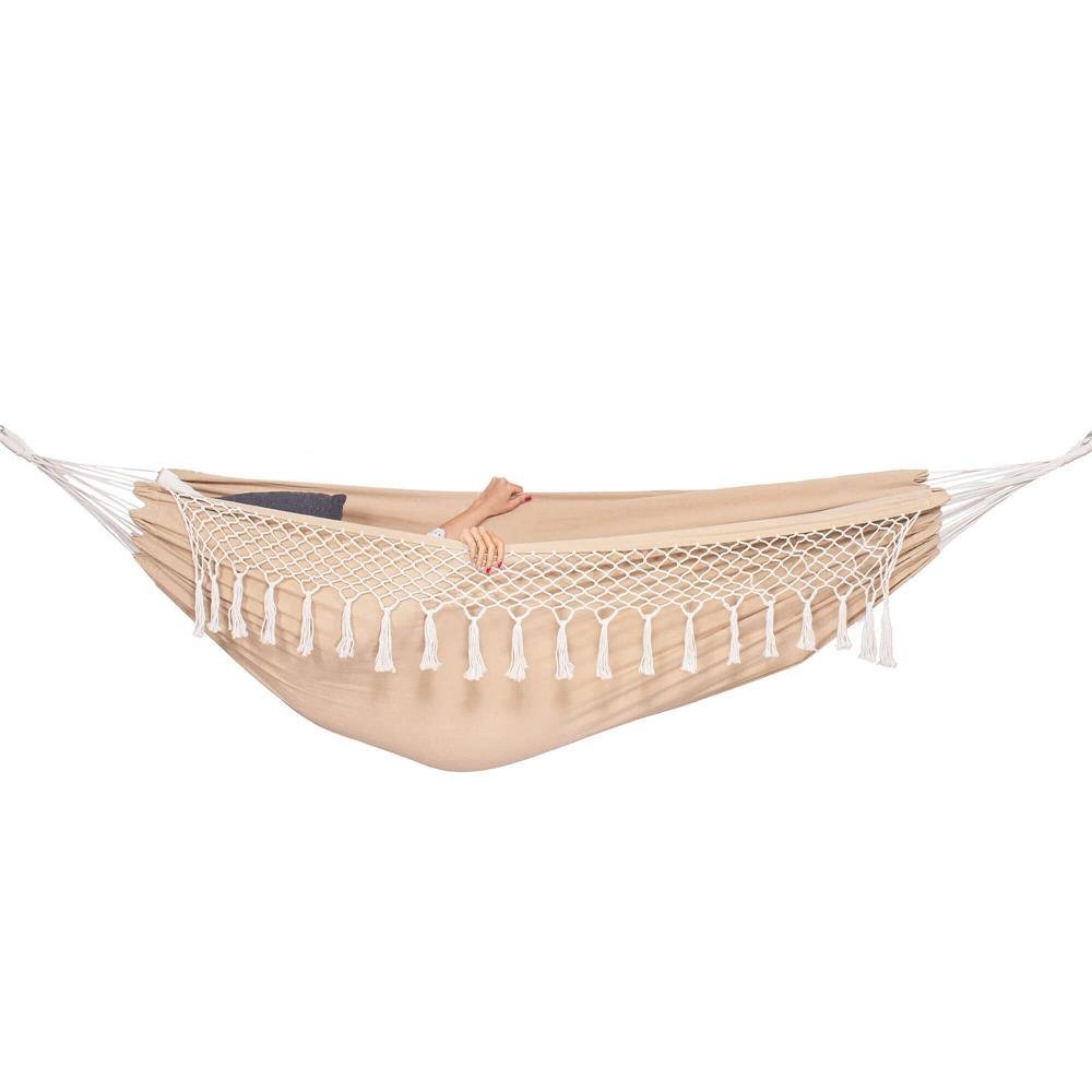 hamac doua persoane cu franjuri si 2 perne, 200kg, 200×150 cm, crem 1 Hamac doua persoane cu franjuri si 2 perne, 200kg, 200×150 cm, crem