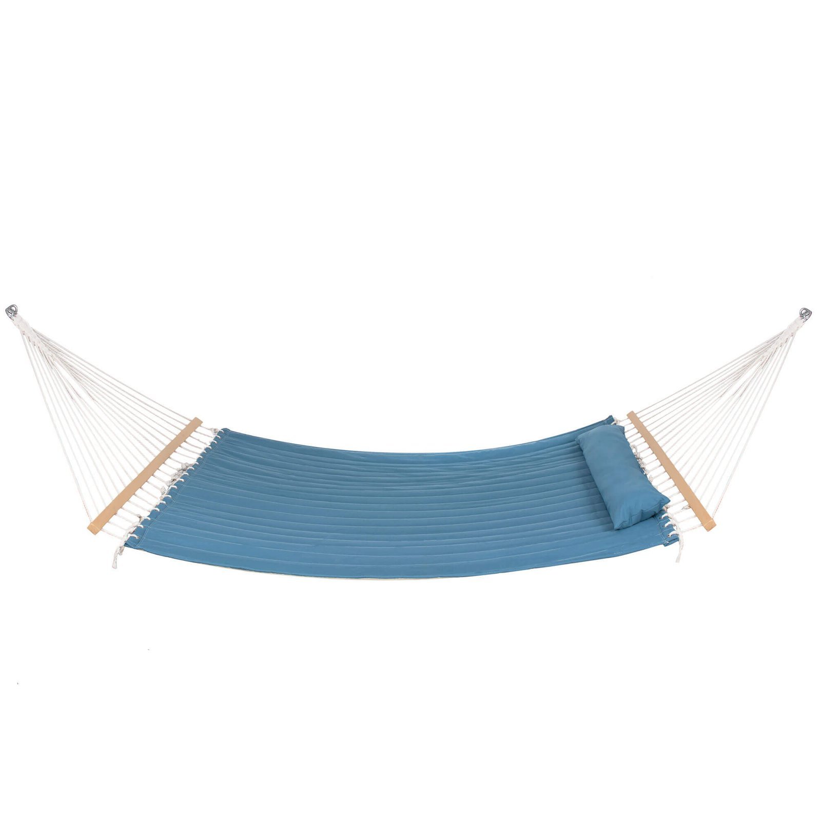 hamac dublu cu bara stabilizatoare din lemn, hm57, capacitate 250kg, 200x140cm, albastru 1 Hamac Dublu cu Bara Stabilizatoare din Lemn, HM57, Capacitate 250kg, 200x140cm, albastru