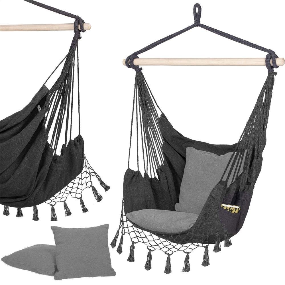 hamac tip leagan suspendat pentru casa sau gradina, gri cu perne, 130x100cm, 150kg 3 Hamac tip leagan suspendat pentru casa sau gradina, gri cu perne, 130x100cm, 150kg - imagine 3