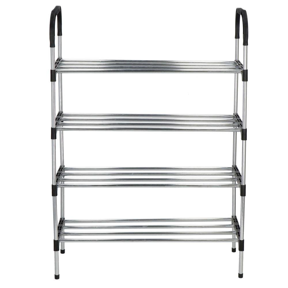 suport pentru pantofi, 4 rafturi, cadru metalic, 84x28x60cm, negru si argintiu 3 Suport pentru pantofi, 4 rafturi, cadru metalic, 84x28x60cm, negru si argintiu - imagine 3