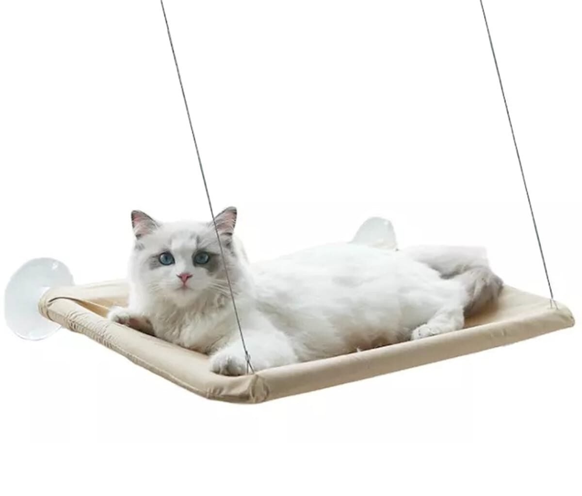 Hamac pentru animale de companie cu prindere pe geam, Bej, 54 x 35 cm, Greutate maxim admisa 18 kg