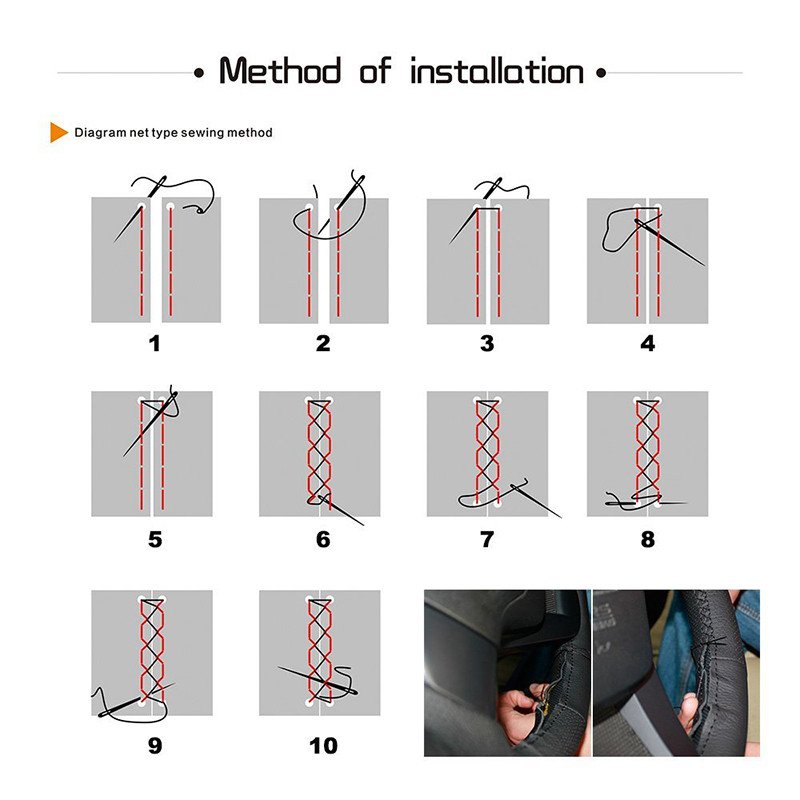 husa volan din piele naturala cu doua dungi rosii, pentru autoturisme, diametru 37 - 39 cm, cu ac si ata (se coase, aspect original) 4 Husa volan din PIELE NATURALA CU DOUA DUNGI ROSII, pentru autoturisme, diametru 37 - 39 cm, cu ac si ata (se coase, aspect ORIGINAL) - imagine 4