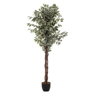 Planta artificiala Atmosphera Ficus cu ghiveci, 97x86x185 cm, verde in doua nunante