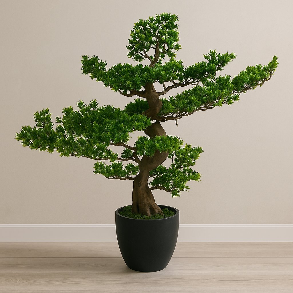 bonsai artificial atmosphera in ghiveci ceramic, 80 cm, verde 2 Bonsai artificial Atmosphera in ghiveci ceramic, 80 cm, verde - imagine 2