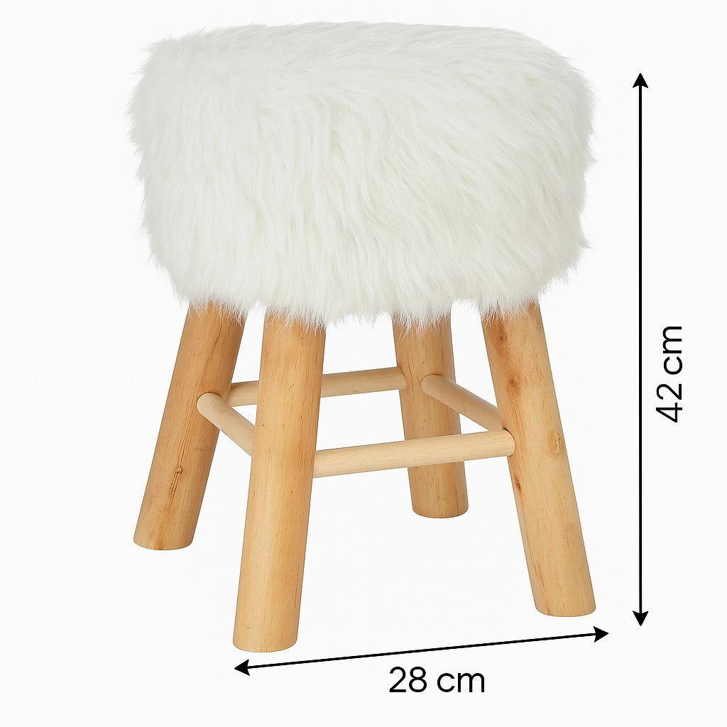 taburet atmosphera oslo cu efect de blana, 42 cm, alb 4 Taburet Atmosphera Oslo cu efect de blana, 42 cm, alb - imagine 4