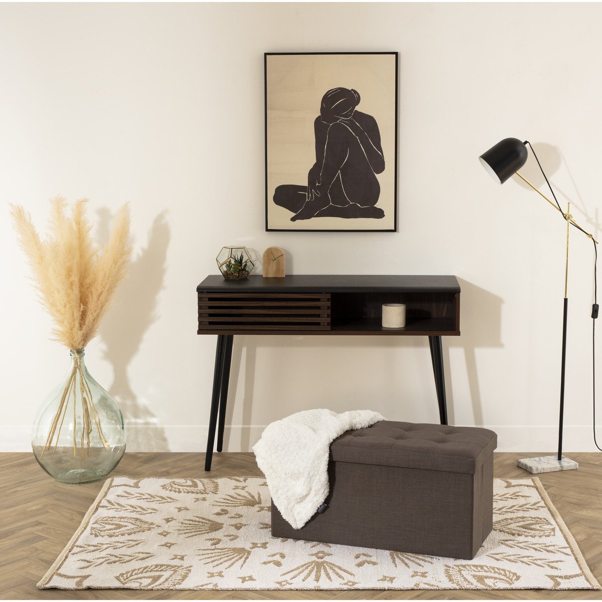taburet dublu pliabil atmosphera lysandre, mdf si poliester, 76x38x38 cm, gri 3 Taburet dublu pliabil Atmosphera Lysandre, MDF si poliester, 76x38x38 cm, gri - imagine 3