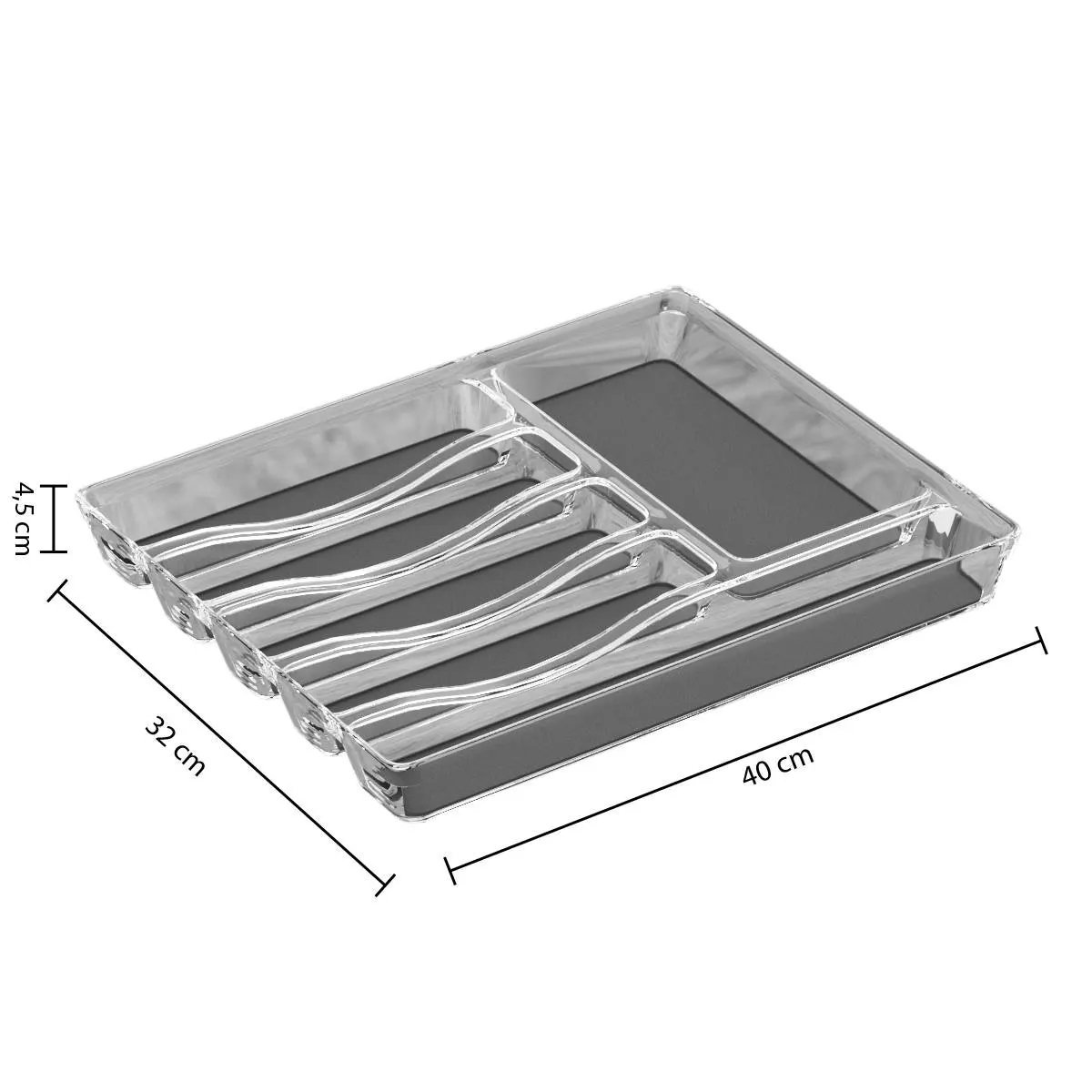 Tava organizare tacamuri 5Five Tidy Smart cu 6 compartimente, 32x40x5 cm, gri 2 Tava organizare tacamuri 5Five Tidy Smart cu 6 compartimente, 32x40x5 cm, gri - imagine 2