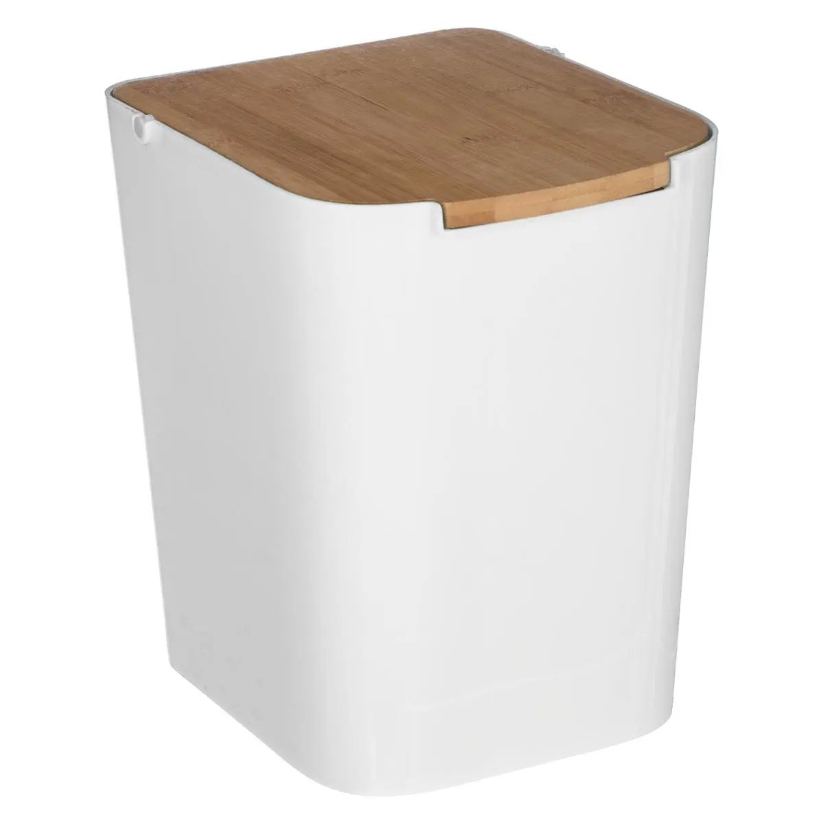 cos gunoi 5five natureo cu capac, polipropilena si bambus, 5 litri, 22x19x24 cm, alb 1 Cos gunoi 5Five Natureo cu capac, polipropilena si bambus, 5 litri, 22x19x24 cm, alb