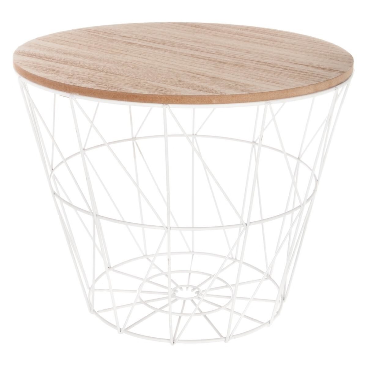 Masuta cafea Atmosphera Kumi, otel si MDF, 38×30 cm, alb