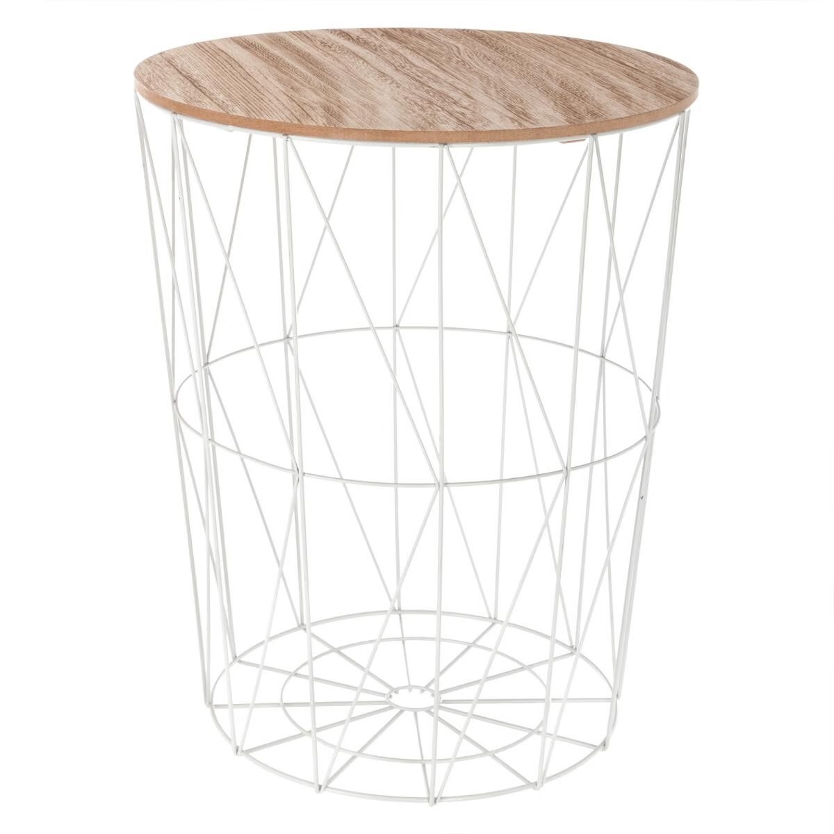 Masuta cafea Atmosphera Kumi, otel si MDF, 47×57 cm, alb