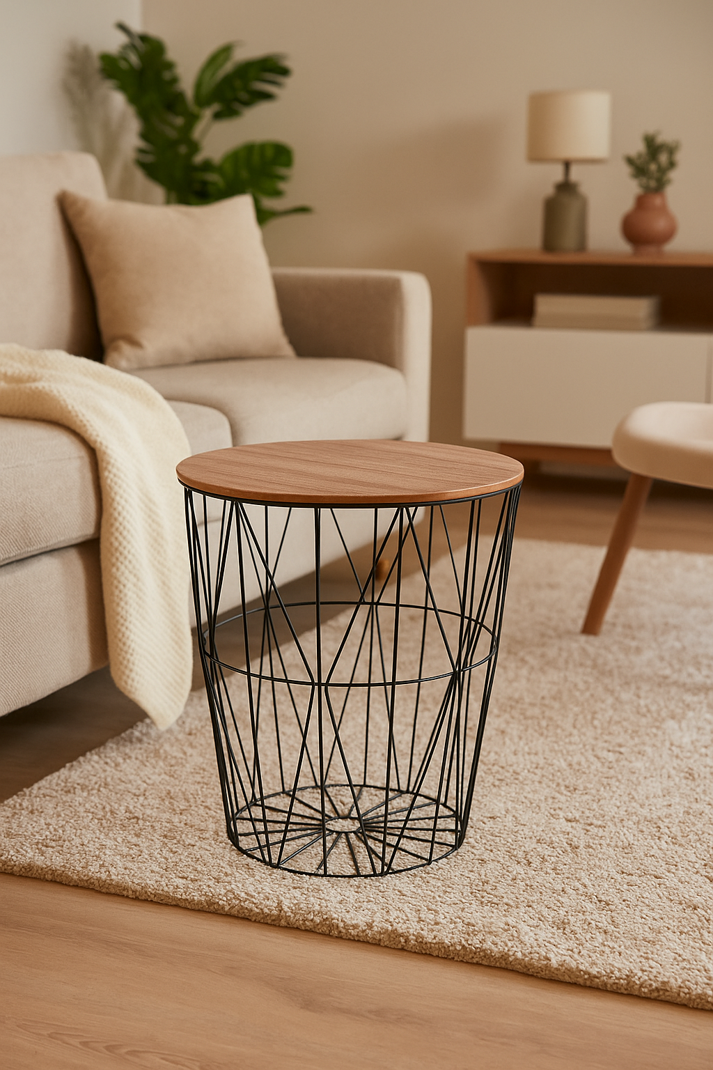 Masuta cafea Atmosphera Kumi, otel si MDF, 47×57 cm, negru