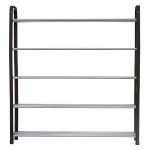 Etajera pantofi 5Five din metal si plastic, 4 niveluri pentru 16 perechi, 70x19x76 cm, negru