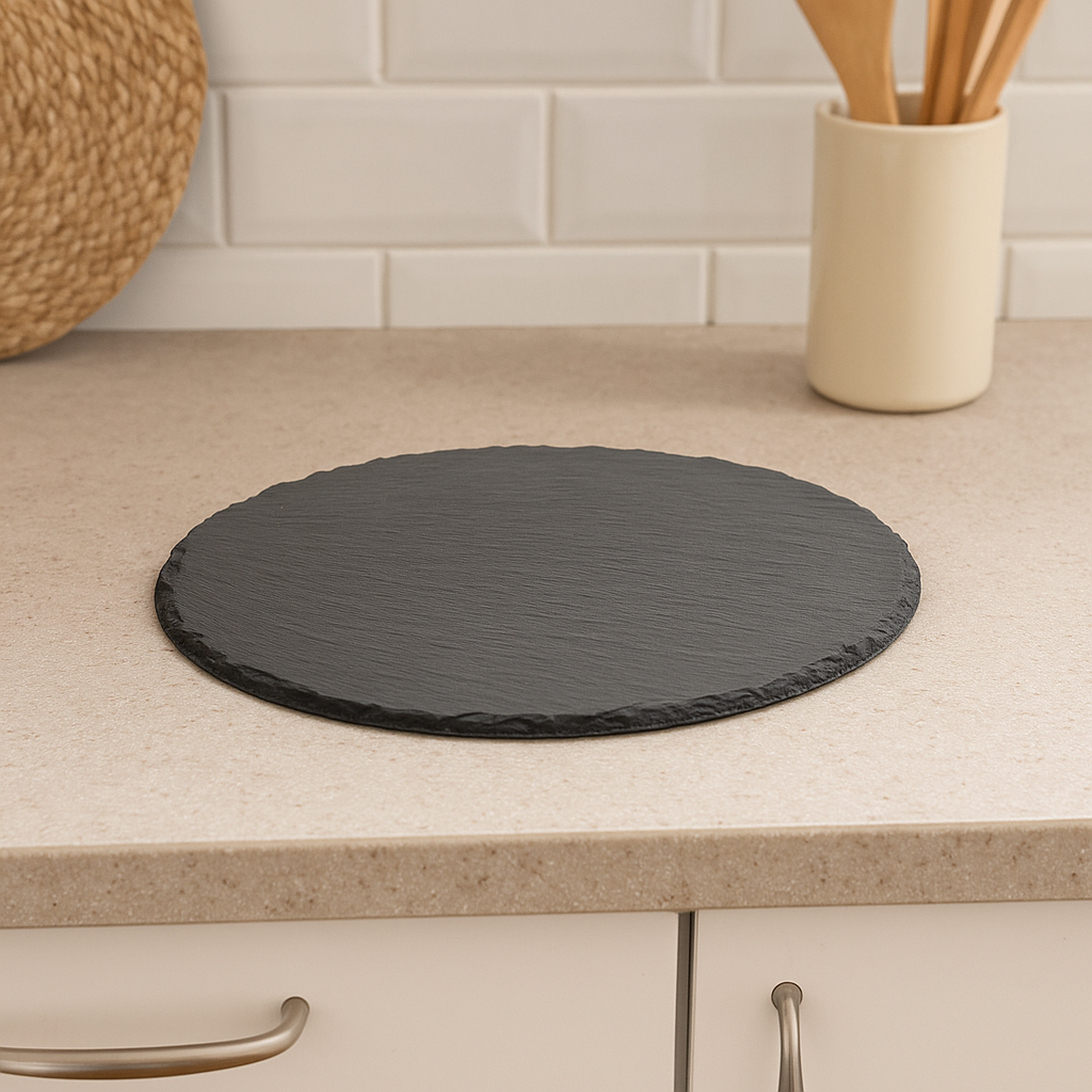 Platou servire Atmosphera ardezie, diametru 28 cm, negru 3 Platou servire Atmosphera ardezie, diametru 28 cm, negru - imagine 3