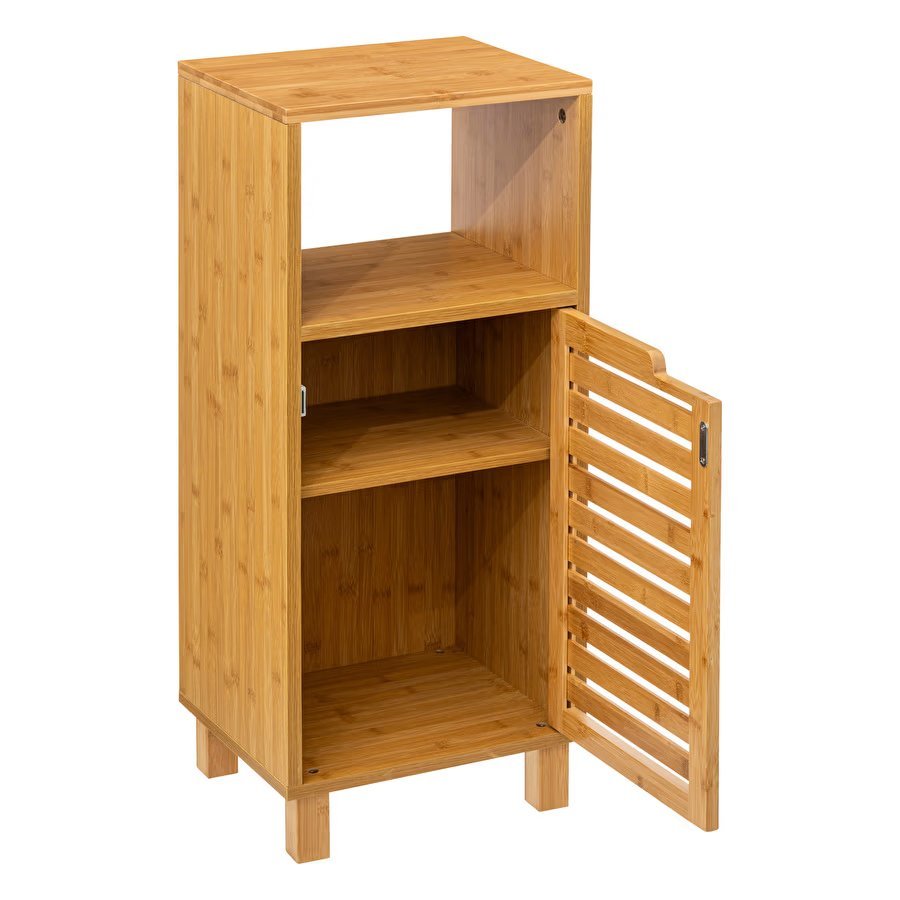 dulap baza 5five sicela cu rafturi, bambus si mdf, 33x28x80 cm, natur 2 Dulap baza 5Five Sicela cu rafturi, bambus si MDF, 33x28x80 cm, natur - imagine 2
