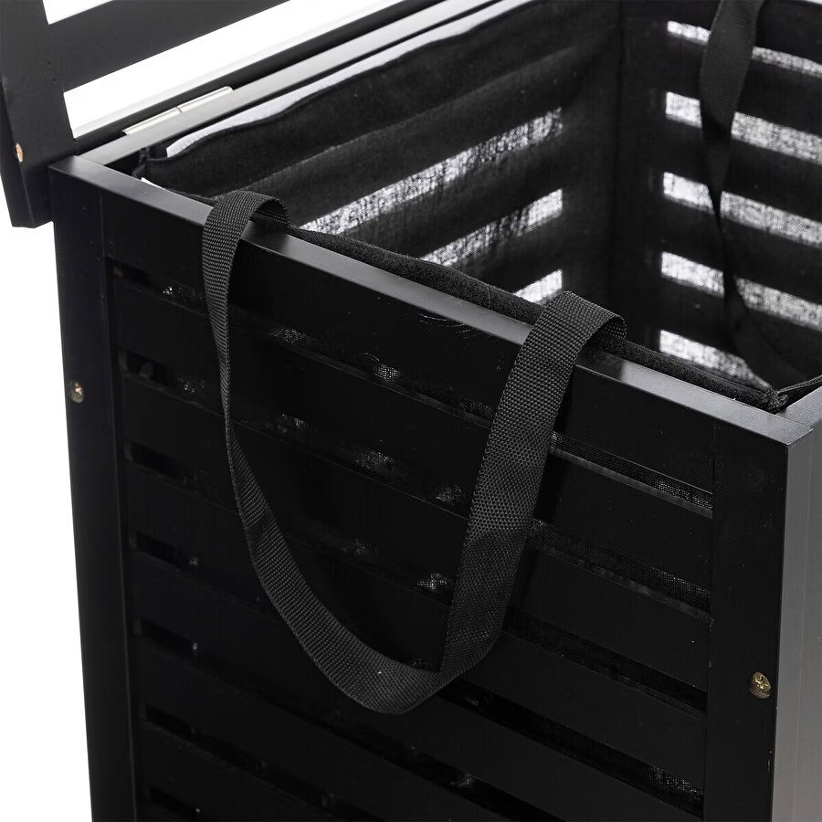 cos rufe 5five sicela din lemn mdf, capacitate 65 litri, 40x40x58 cm, negru 4 Cos rufe 5Five Sicela din lemn MDF, capacitate 65 litri, 40x40x58 cm, negru - imagine 4