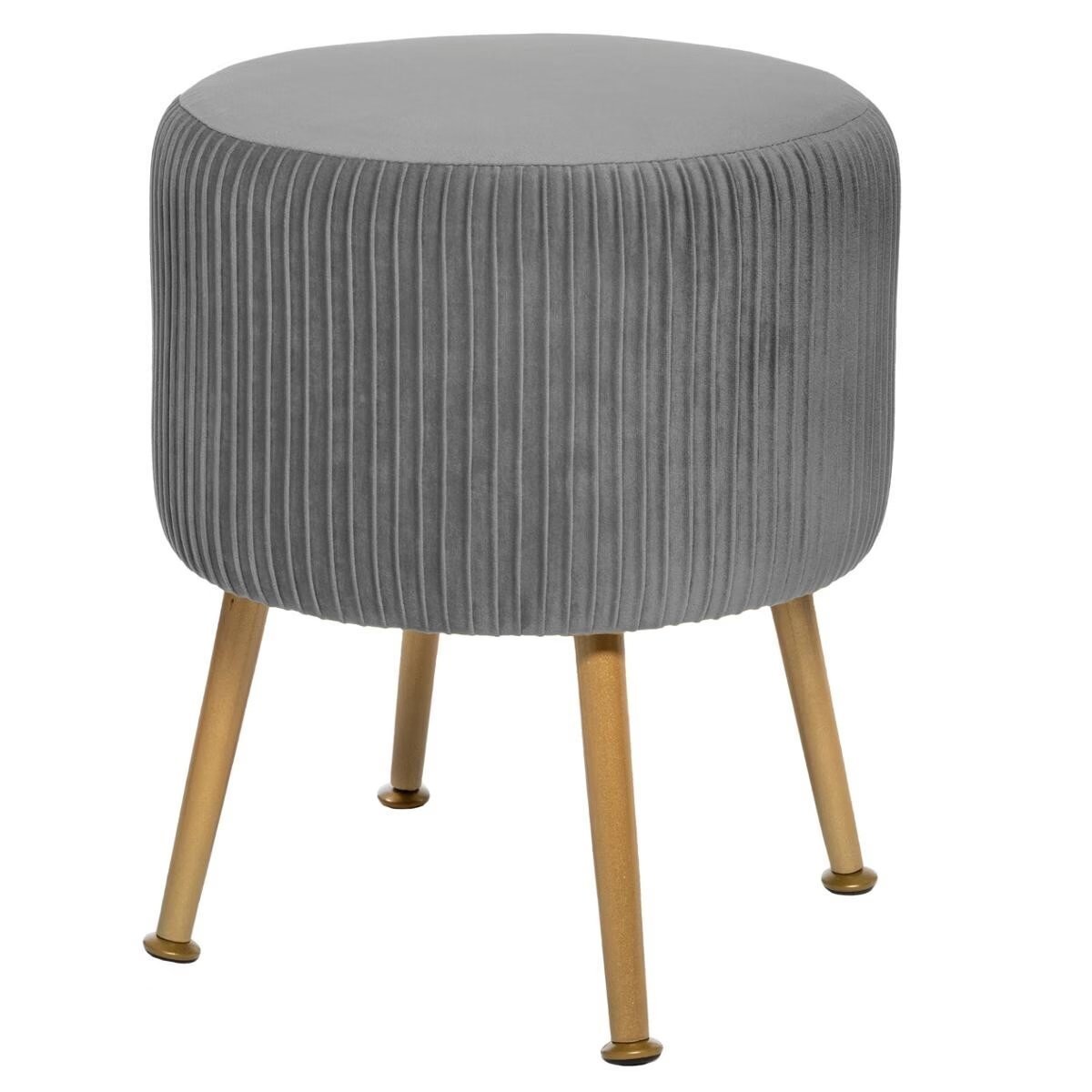 Taburet Atmosphera Solaro rotund cu baza aurie, 35×41 cm, gri