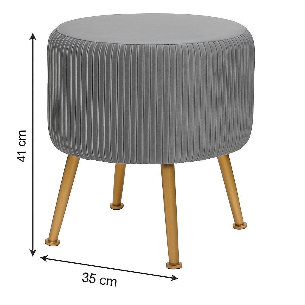 taburet atmosphera solaro rotund cu baza aurie, 35x41 cm, gri 4 Taburet Atmosphera Solaro rotund cu baza aurie, 35x41 cm, gri - imagine 4