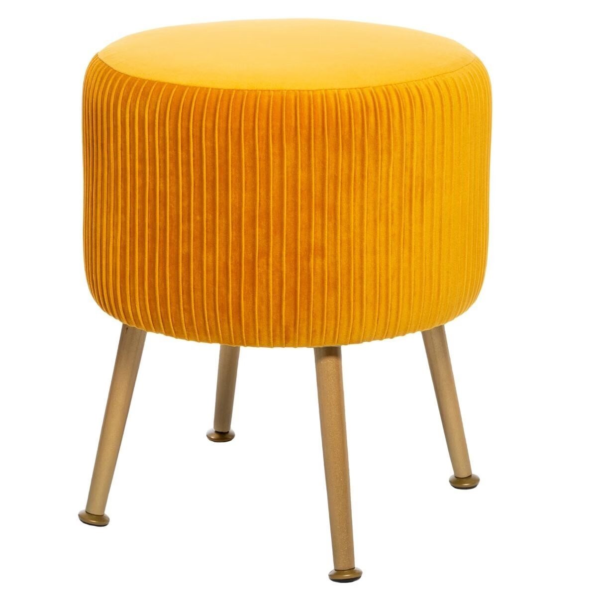 Taburet Atmosphera Solaro rotund cu baza aurie, 35×41 cm, galben mustar