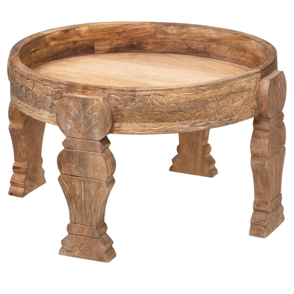 Masuta cafea rotunda Atmosphera Gypsy din lemn masiv de manguier, 51×34 cm, maro