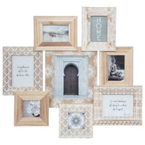 Rama foto Atmosphera Emile cu 8 cadre din lemn, 76×73 cm, bej