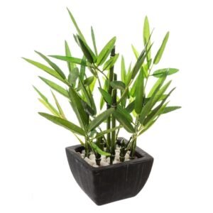 Planta artificiala Atmosphera bambus cu ghiveci ceramic, 26 cm, verde
