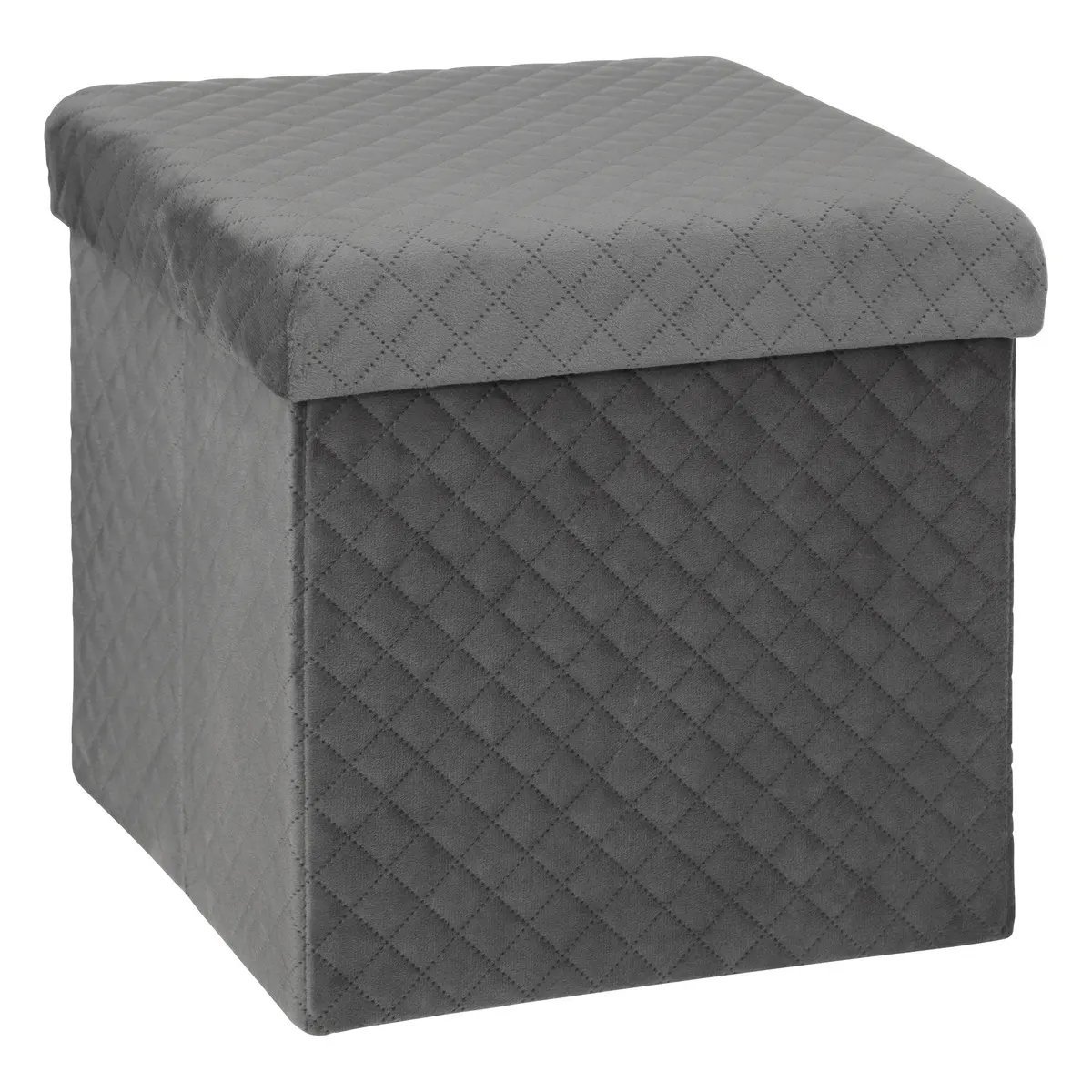 Taburet pliabil 5Five patrat cu spatiu de depozitare, MDF, 31x31x31 cm, gri