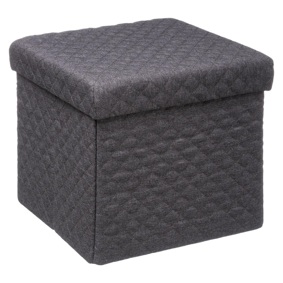 Taburet pliabil 5Five patrat cu spatiu de depozitare, MDF, 31x31x31 cm, gri inchis