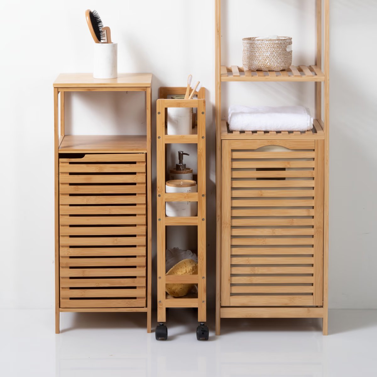 Etajera mobila cu 3 niveluri 5Five Bambou, din bambus, 36x15x74 cm, bej 4 Etajera mobila cu 3 niveluri 5Five Bambou, din bambus, 36x15x74 cm, bej - imagine 4