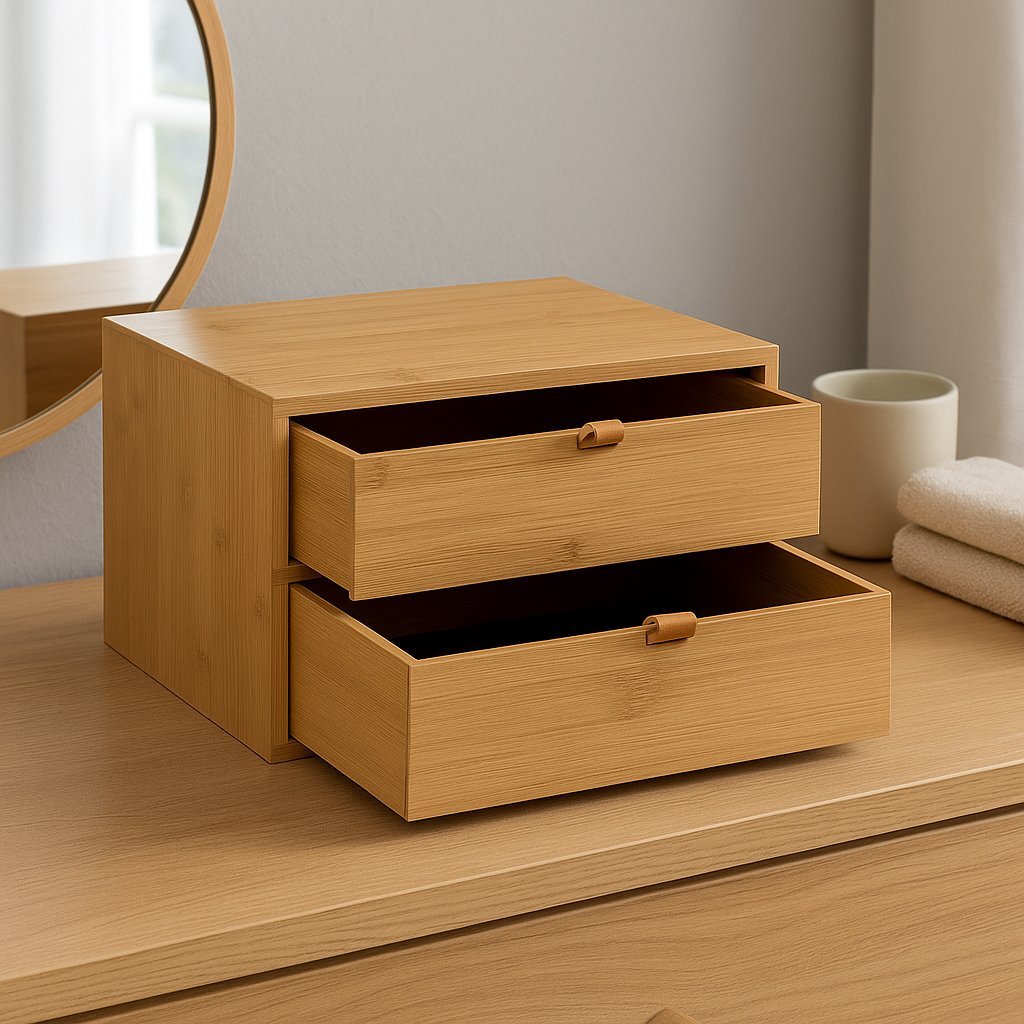 cutie depozitare 5five cu 2 sertare, bambus, 25x20x14 cm, natur 4 Cutie depozitare 5Five cu 2 sertare, bambus, 25x20x14 cm, natur - imagine 4
