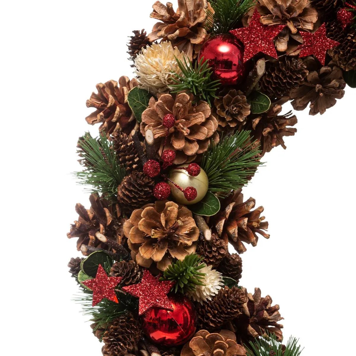 coronita decorativa cu frunze si conuri, diametru 50 cm, multicolora 4 Coronita decorativa cu frunze si conuri, diametru 50 cm, multicolora - imagine 4