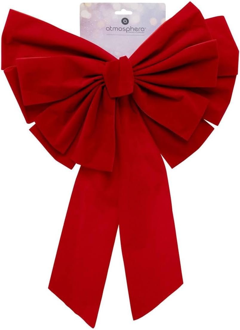 Fundita decorativa pentru bradul de Craciun, 40x60 cm, din catifea, rosie 2 Fundita decorativa pentru bradul de Craciun, 40x60 cm, din catifea, rosie - imagine 2