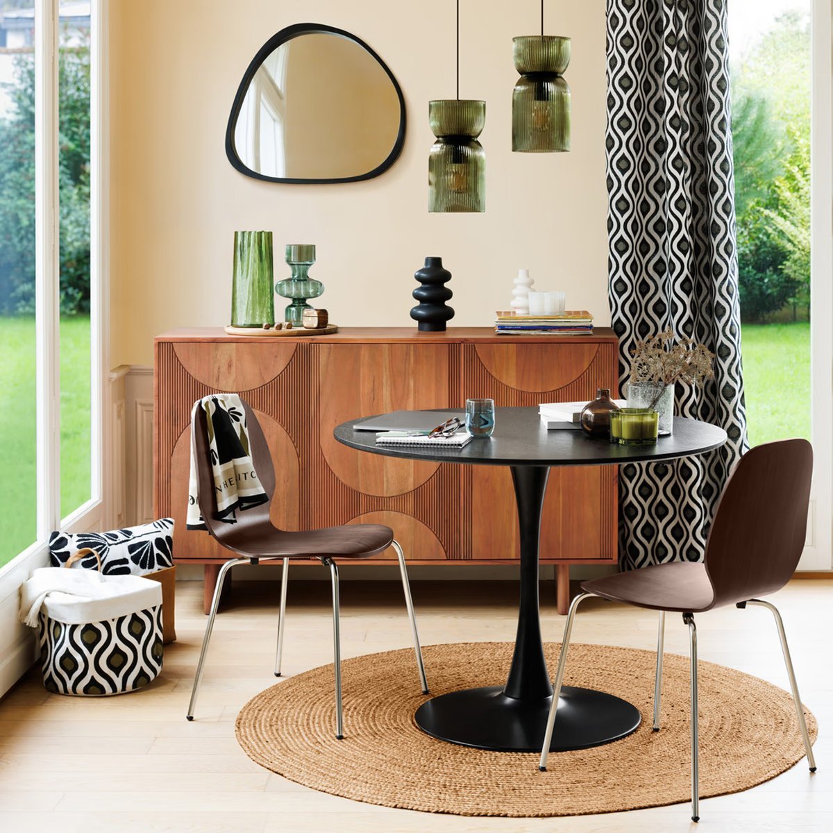 masa rotunda atmosphera elias, 102x76 cm, mdf si metal, negru 2 Masa rotunda Atmosphera Elias, 102x76 cm, MDF si metal, negru - imagine 2