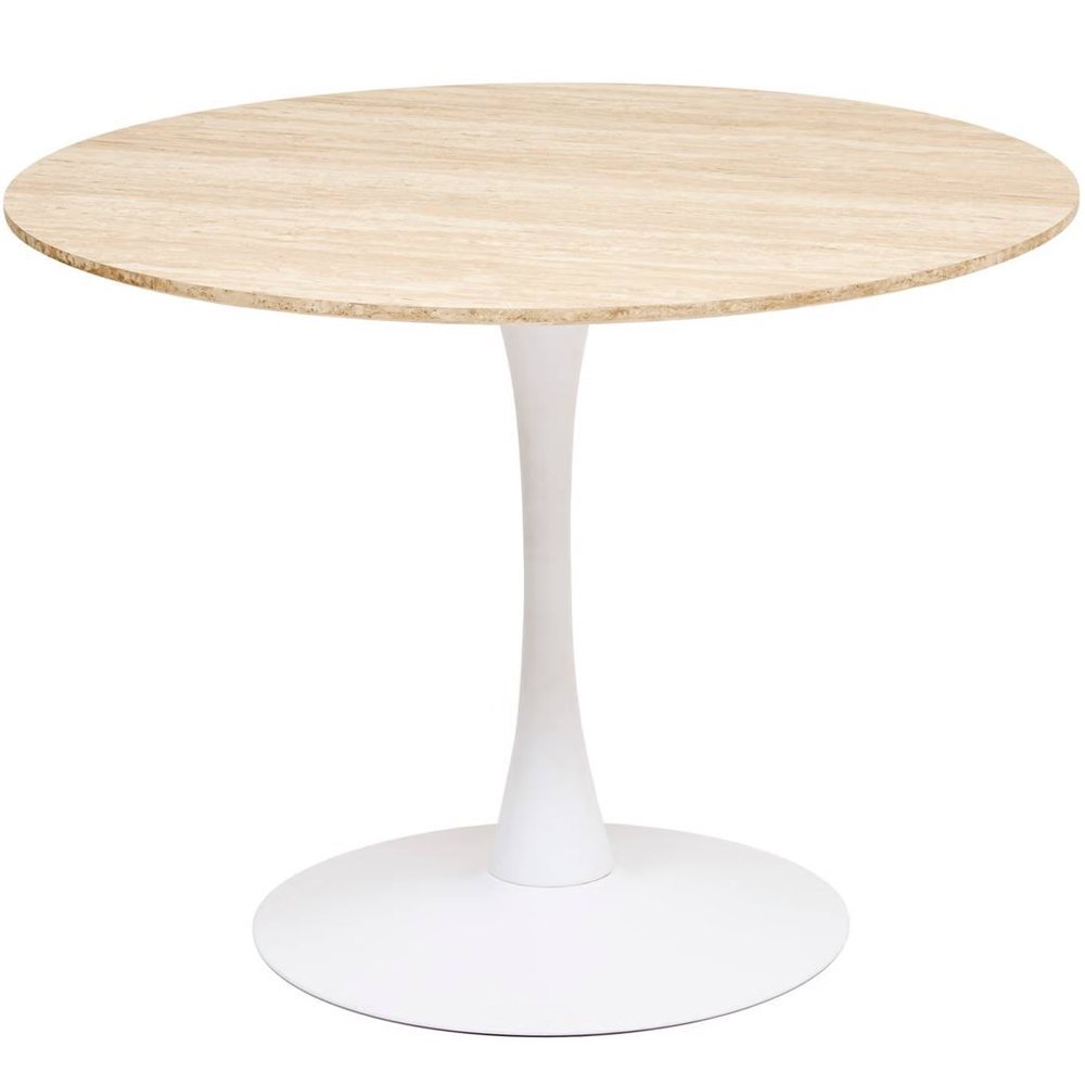 Masa rotunda Atmosphera Elias, 102×74 cm, MDF si metal, bej si alb