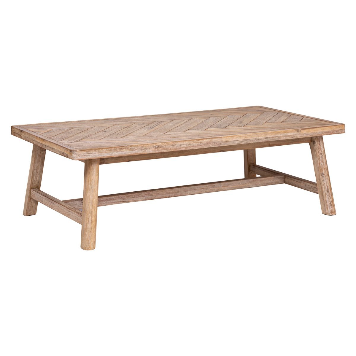 Masuta de cafea Atmosphera Aeris, lemn acacia si blat MDF chevron, 130x70x40 cm, natur