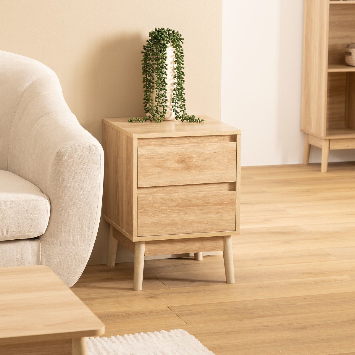 Noptiera 5Five Abana cu 2 sertare, PAL, finisaj stejar, 40x40x56 cm, bej 3 Noptiera 5Five Abana cu 2 sertare, PAL, finisaj stejar, 40x40x56 cm, bej - imagine 3