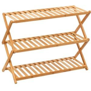 Etajera pantofi pliabila din bambus, pentru 9 perechi, 70x29x53 cm, natur