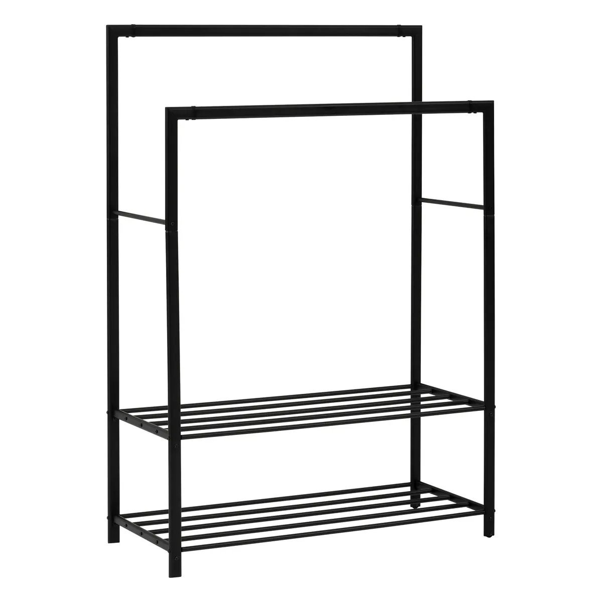 suport haine 5five strongy cu bara dubla si roti, otel, 117x50x170 cm, negru 1 Suport haine 5Five Strongy cu bara dubla si roti, otel, 117x50x170 cm, negru