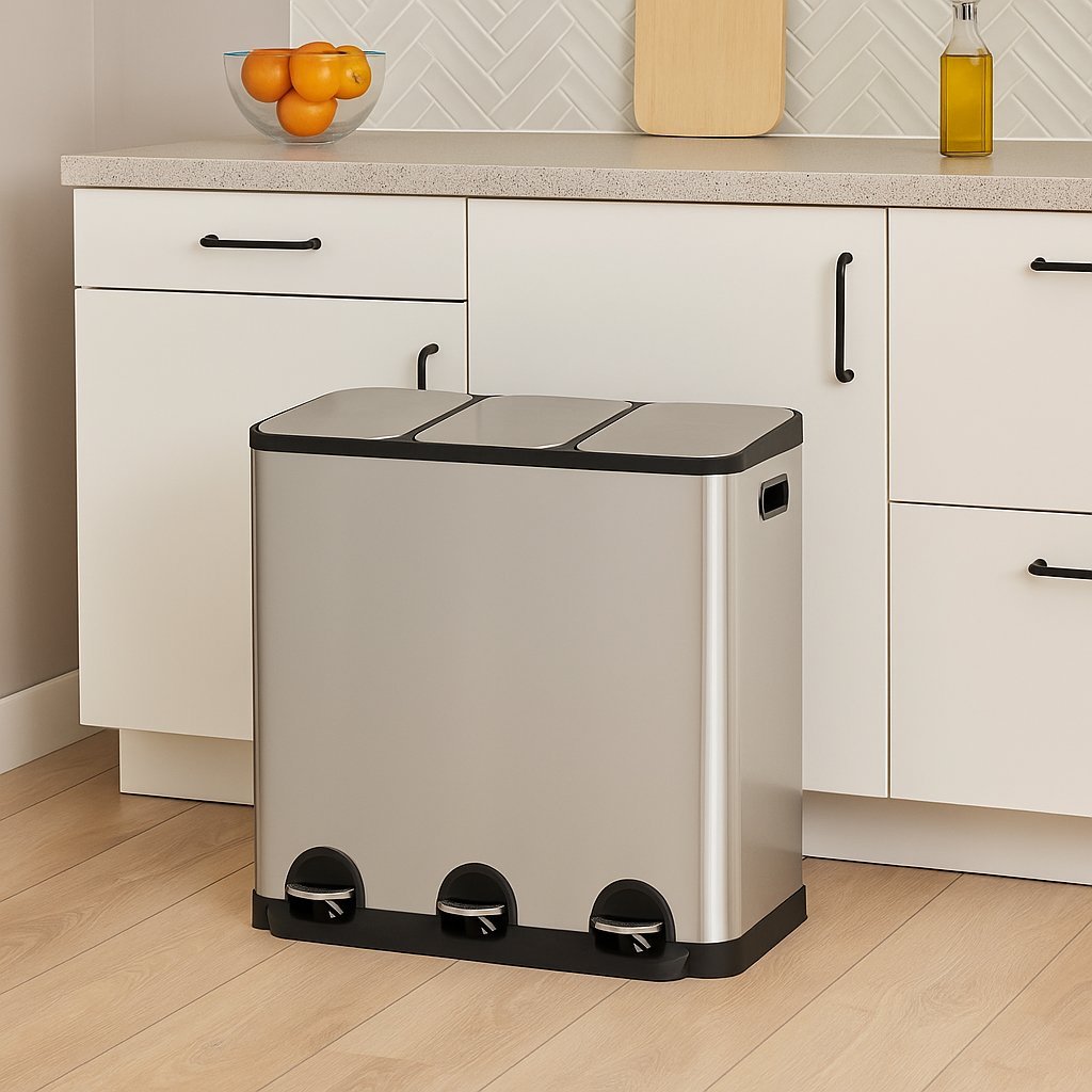 cos gunoi 5five ariane, colectare selectiva, 3 compartimente 18l, inox, 61x36x62 cm, gri 3 Cos gunoi 5Five Ariane, colectare selectiva, 3 compartimente 18L, inox, 61x36x62 cm, gri - imagine 3