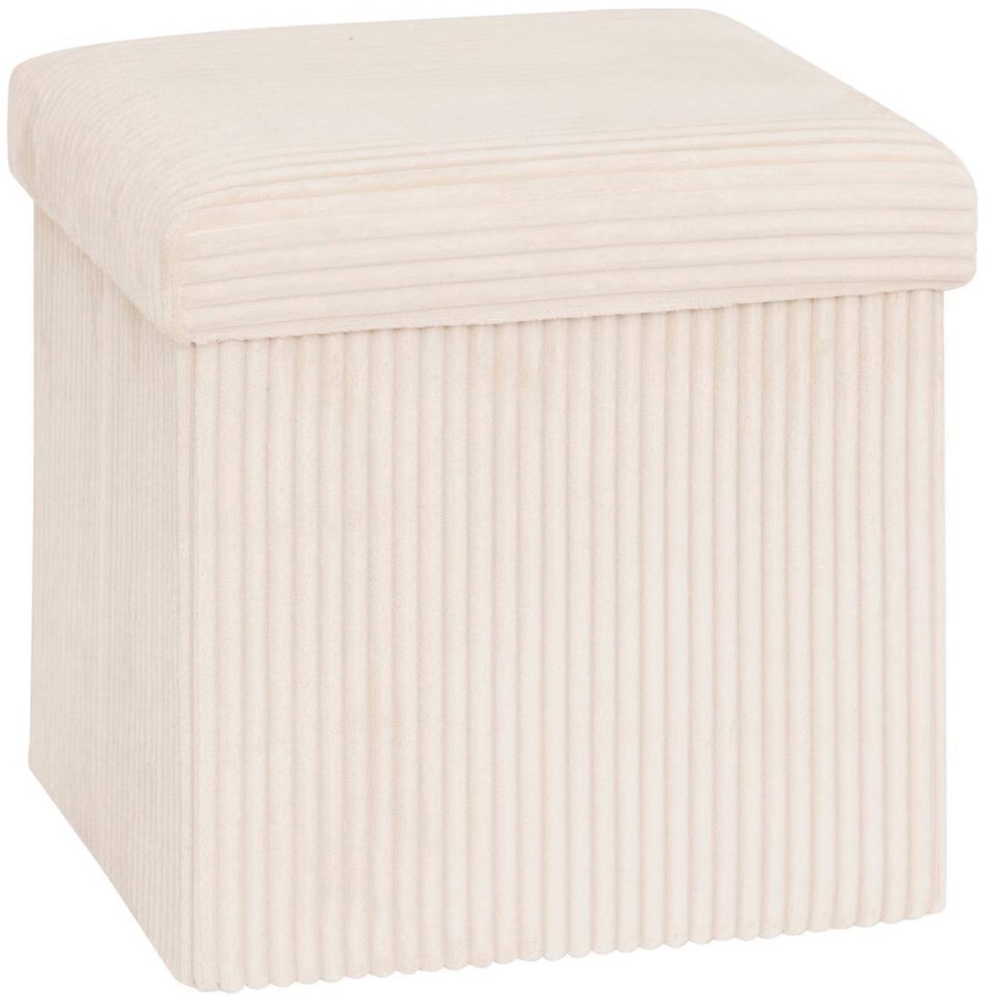 Taburet pliabil Atmosphera Arum din material tip catifea raiat, 38x38x38 cm, ivoire