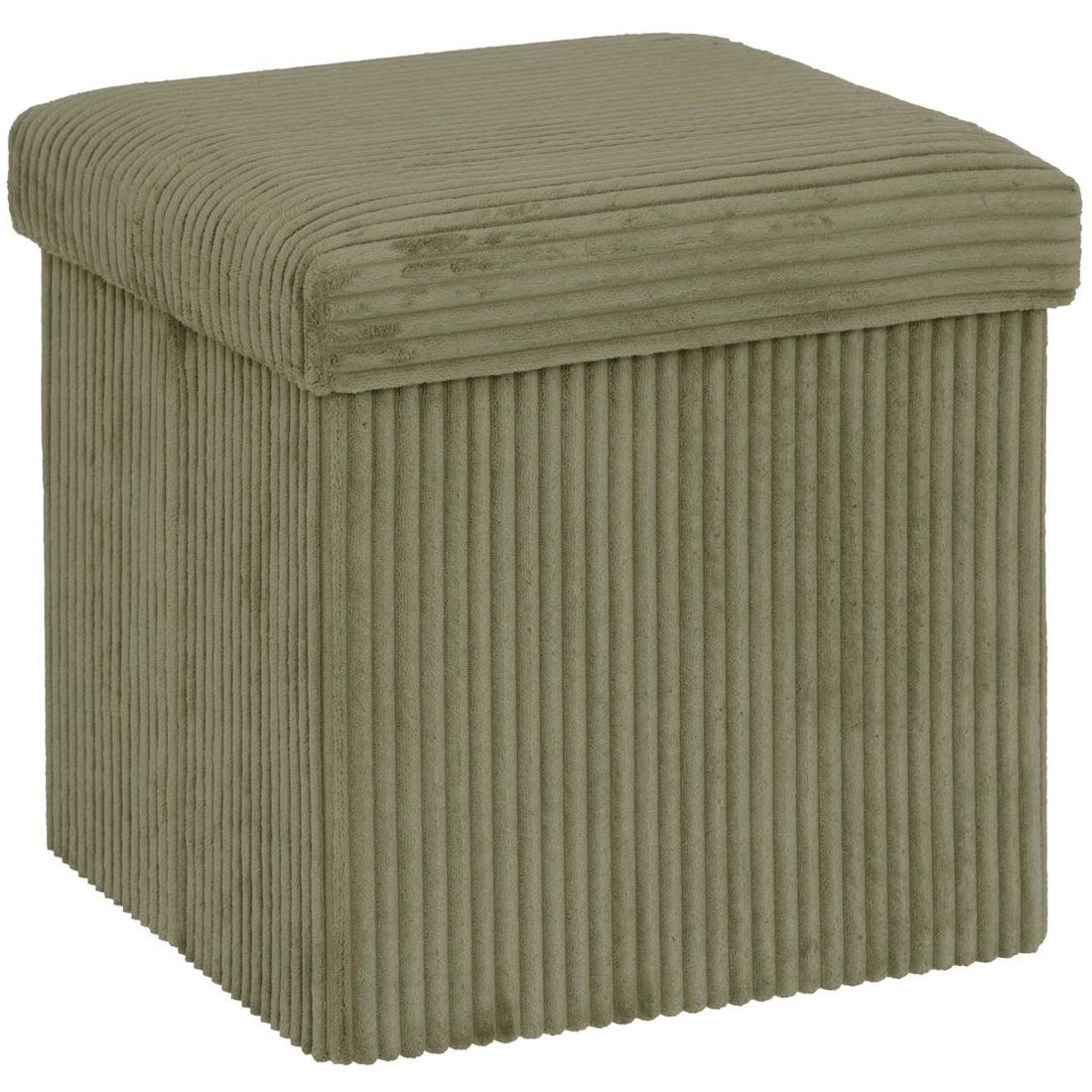Taburet pliabil Atmosphera Arum din material tip catifea raiat, 38x38x38 cm, verde kaki