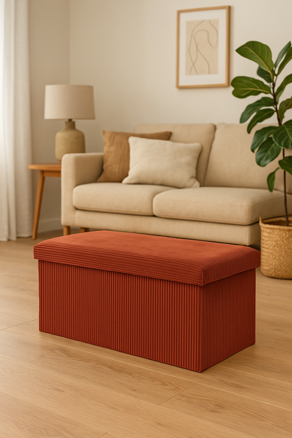 taburet dublu pliabil atmosphera arum din material tip catifea raiat, 76x38x38 cm, ambra 2 Taburet dublu pliabil Atmosphera Arum din material tip catifea raiat, 76x38x38 cm, ambra - imagine 2