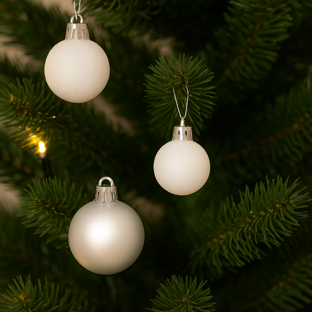 Set decoratiuni Craciun, 44 piese, cu globuri, ghirlanda si varf de brad, albastru si alb 2 Set decoratiuni Craciun, 44 piese, cu globuri, ghirlanda si varf de brad, albastru si alb - imagine 2