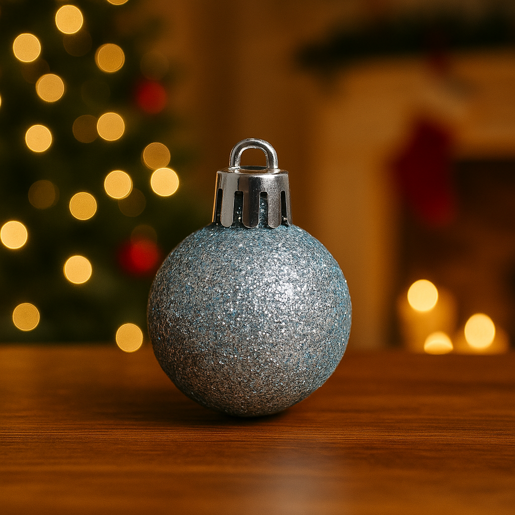 Set decoratiuni Craciun, 44 piese, cu globuri, ghirlanda si varf de brad, albastru si alb 3 Set decoratiuni Craciun, 44 piese, cu globuri, ghirlanda si varf de brad, albastru si alb - imagine 3