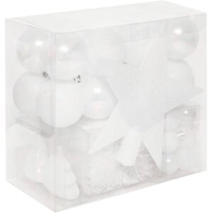 Set decoratiuni Craciun, 44 piese, cu globuri, ghirlanda si varf de brad, ab