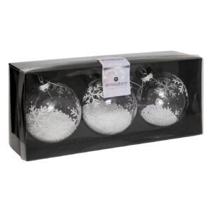 Set 3 globuri Craciun din sticla, diametru 8 cm, transparente