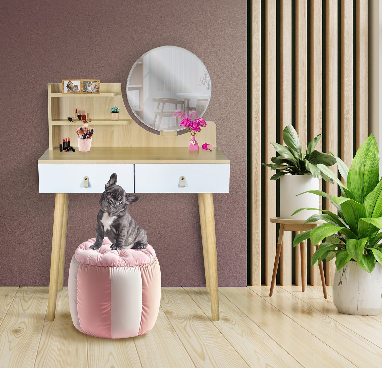 masa de toaleta si machiaj torino, alb fag, cu 2 sertare, oglinda, 80x40x122 cm 4 Masa de toaleta si machiaj Torino, alb fag, cu 2 sertare, oglinda, 80x40x122 cm - imagine 4