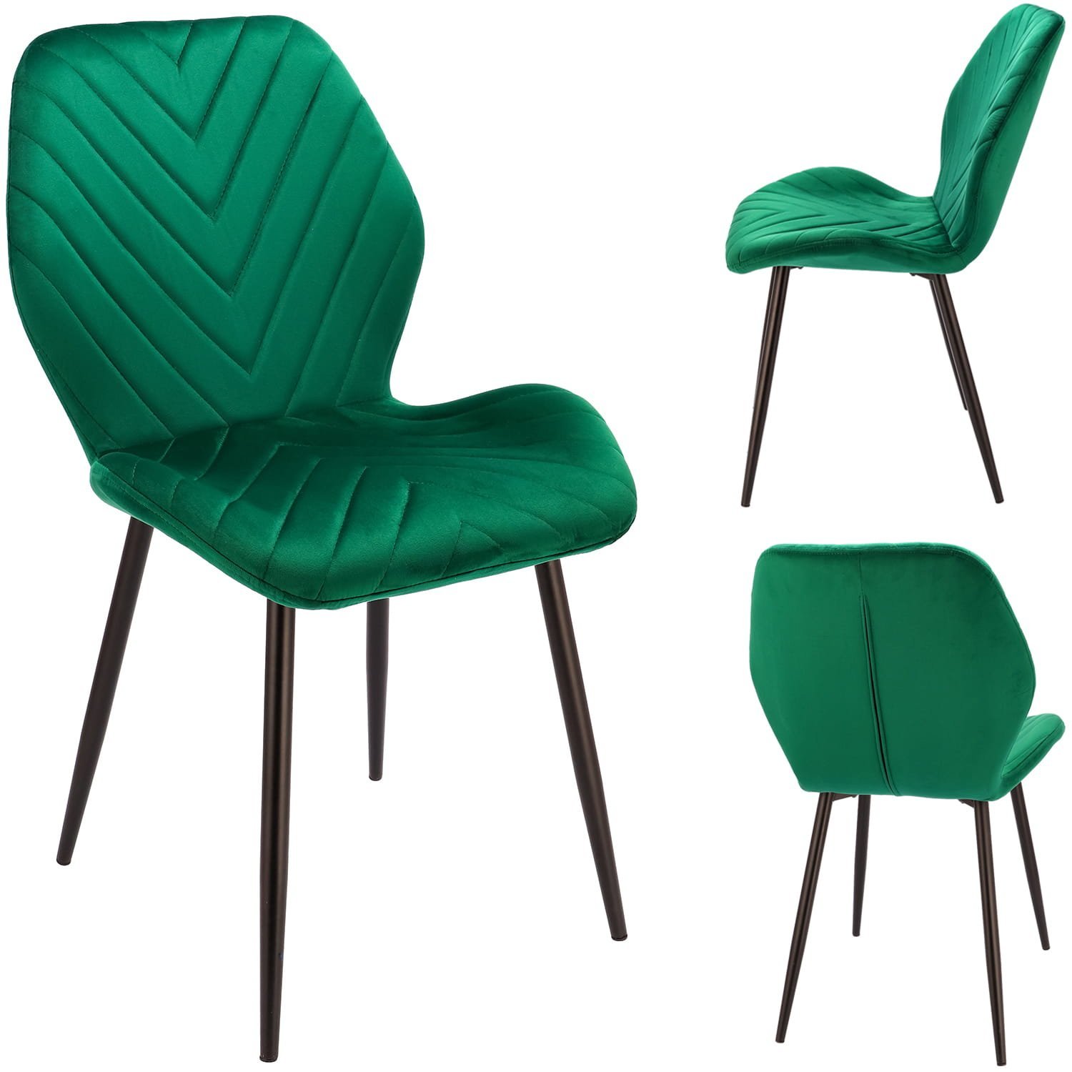 (dl) scaun dining milare pentru bucatarie tapitat cu catifea, 80x58x87cm, verde 2 (DL) Scaun dining Milare pentru bucatarie tapitat cu catifea, 80x58x87cm, verde - imagine 2