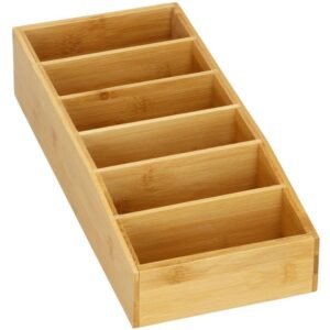 Organizator de bucatarie pentru plicuri de condimente, din bambus, 35x15x7cm, natur