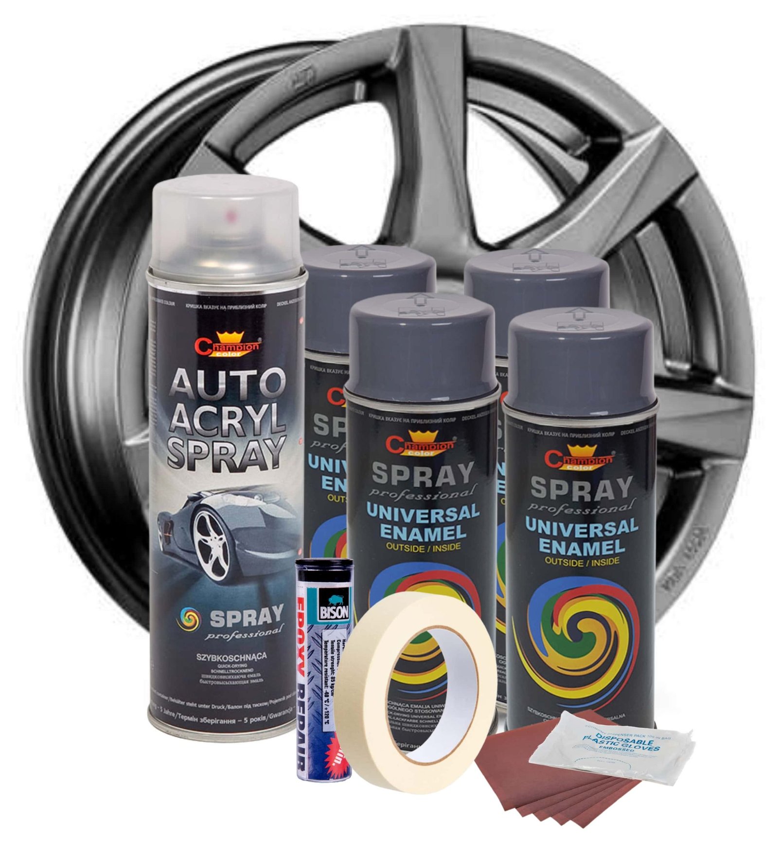 kit complet reparatie si vopsire jante culoare gri inchis, v4 3 Kit complet reparatie si vopsire jante culoare Gri Inchis, V4 - imagine 3