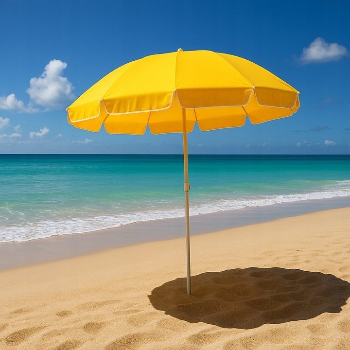 umbrela de plaja pliabila cu protectie uv si inaltime reglabila, diametru 150 cm, galben 2 Umbrela de plaja pliabila cu protectie UV si inaltime reglabila, diametru 150 cm, galben - imagine 2